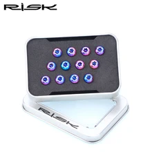 Risco 12 pçs m5x10mm bicicleta freio a disco rotor parafusos de fixação tc4 titânio bicicleta mtb estrada ultraleve freio parafuso ciclismo acces