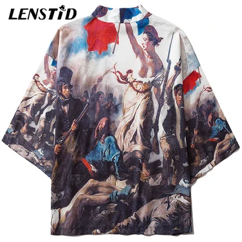 

LENSTID Japanese Kimono Jacket The French Revolution Printed Hip Hop Men Jackets Streetwear Summer Thin Japan Harajuku Clothing