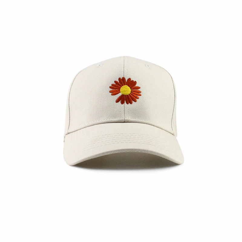 new cotton baseball cap chrysanthemum pattern caps men women Rose embroidery cap outdoor adjustable sports hat EXO GD pmo cap - Цвет: Beige-2