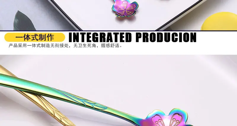 New Style Creative Stainless Steel Coffee Spoon Japanese Korean Flower Spoon Simple Long Handle Ice Spoon Free Customizable Logo