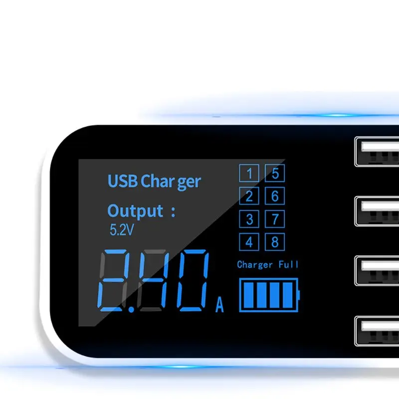 9 Ports USB Car Charger LED Current Display Charging For Mobile Phone Tablet GPS