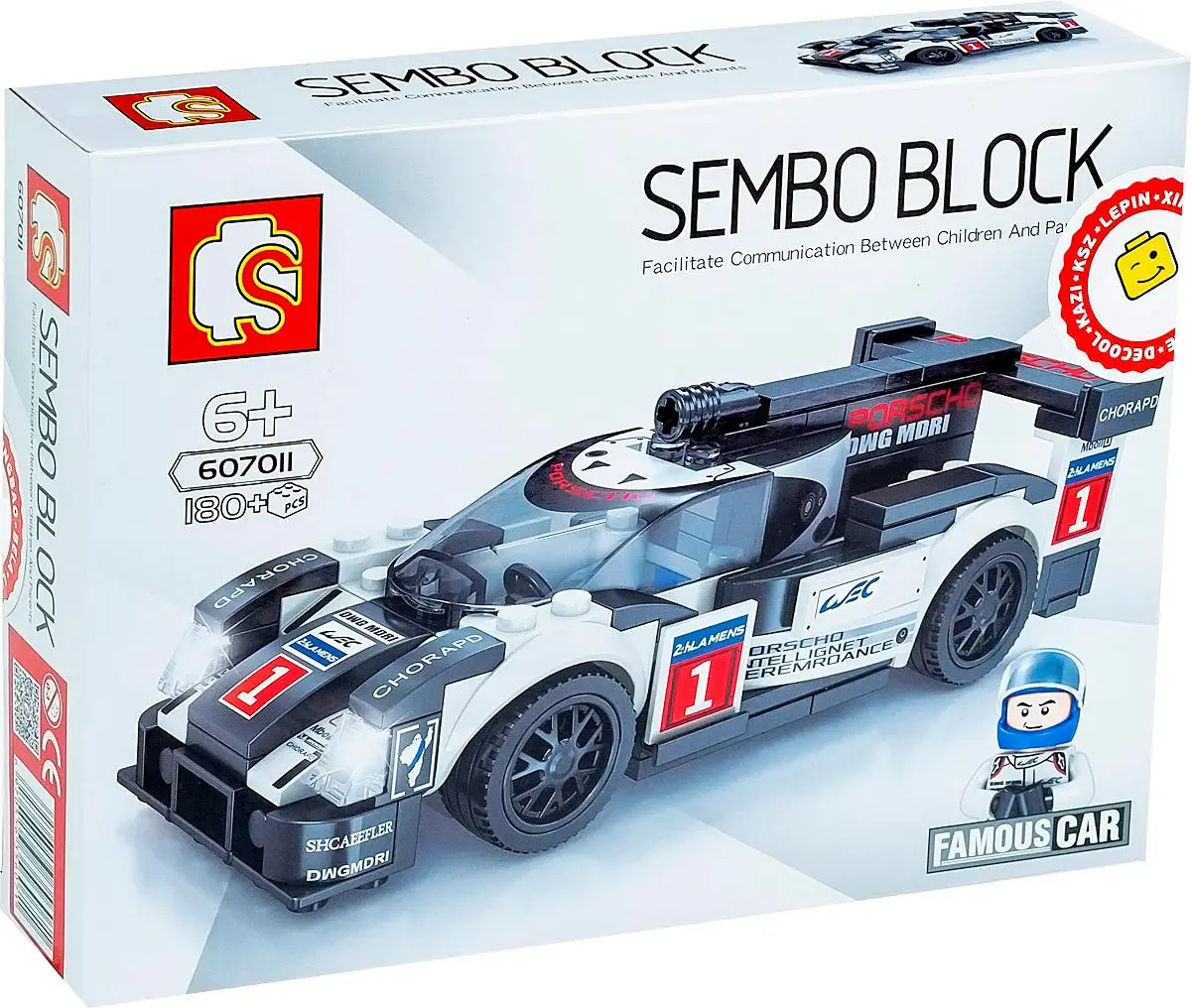 Sembo 607011 Черно-белый гоночный автомобиль — Porsche 919 Hybrid конструктор из серии Спид