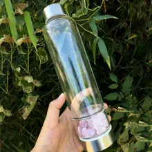 Горячая Распродажа 400 мл Хрустальная палочка целебная стеклянная бутылка рейки натуральный гравий неправильной формы камень хрустальная стеклянная бутылка для воды Gema Point