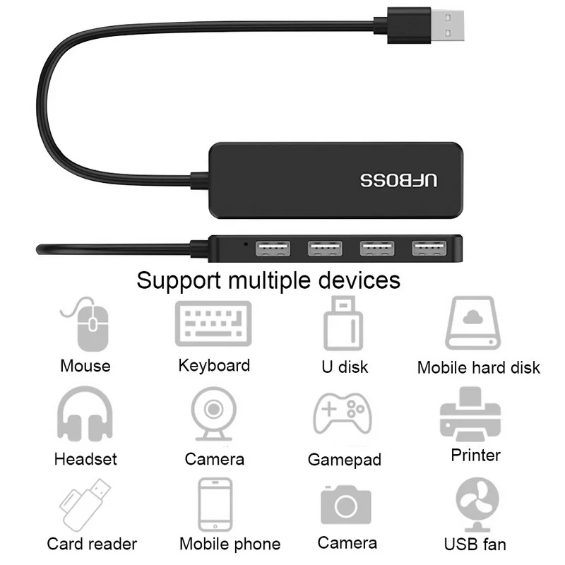 Usb-хаб USB 2,0 Премиум 4 Порты и разъёмы Алюминий usb-хаб с Экранированный Кабель Для iMac MacBook персональных компьютеров и ноутбуков