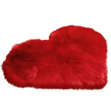Мягкий коврик из искусственной овечьей шерсти для детской комнаты, спальни, длинный пушистый ковер 40X50 см, мохнатый ковер, меховые коврики в форме сердца