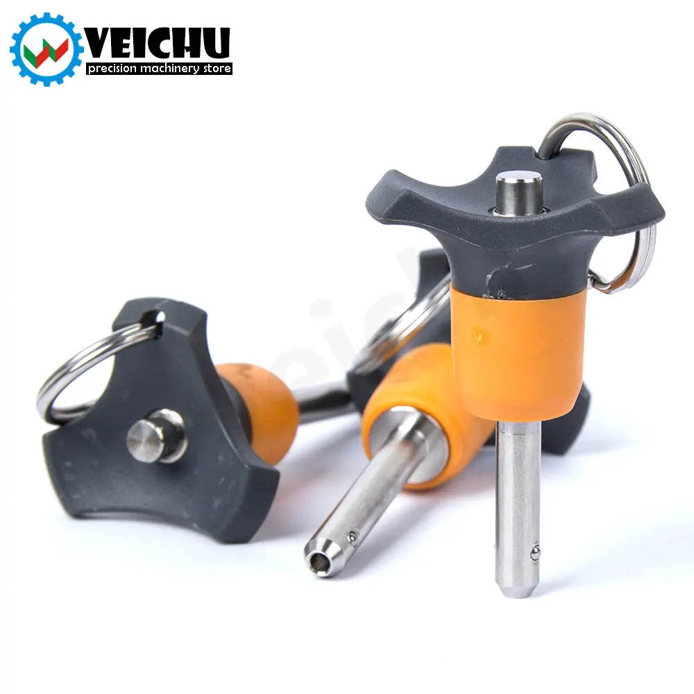 VCN120 1pcs 플라스틱 손잡이 퀵 릴리스 및 고정 핀 자동 잠금 볼 잠금 핀 버튼 핸들이있는 디텐트 핀