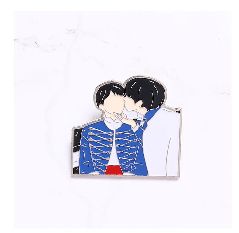 JK AND V 1 шт. KPOP Bangtan мальчик булавка нагрудные эмалированные булавки металлический значок Броши Kpop аксессуары ювелирные изделия подарок для поклонников аксессуары для украшения - Цвет: JK AND V