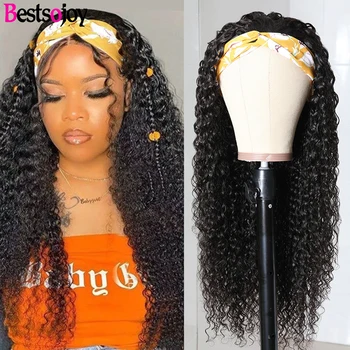 

Bestsojoy Curly Human Hair Wig With Headband Brazilian Hair Wigs Curly Glueless Wigs For Black Women Human Hair Wigs Curly