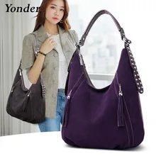 Новые сумки из нубука и замши, женские сумки через плечо с кисточками, большие сумки Хобо, женские повседневные ручные сумки для женщин, черные