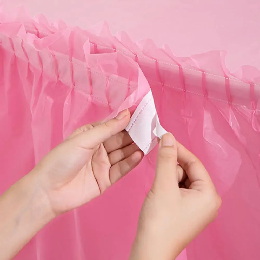 Eye-catching Table Skirt Washable PEVA Decorative Waterproof Table Desk Dress Cover for Home Decoration Kitchen Party Supplies