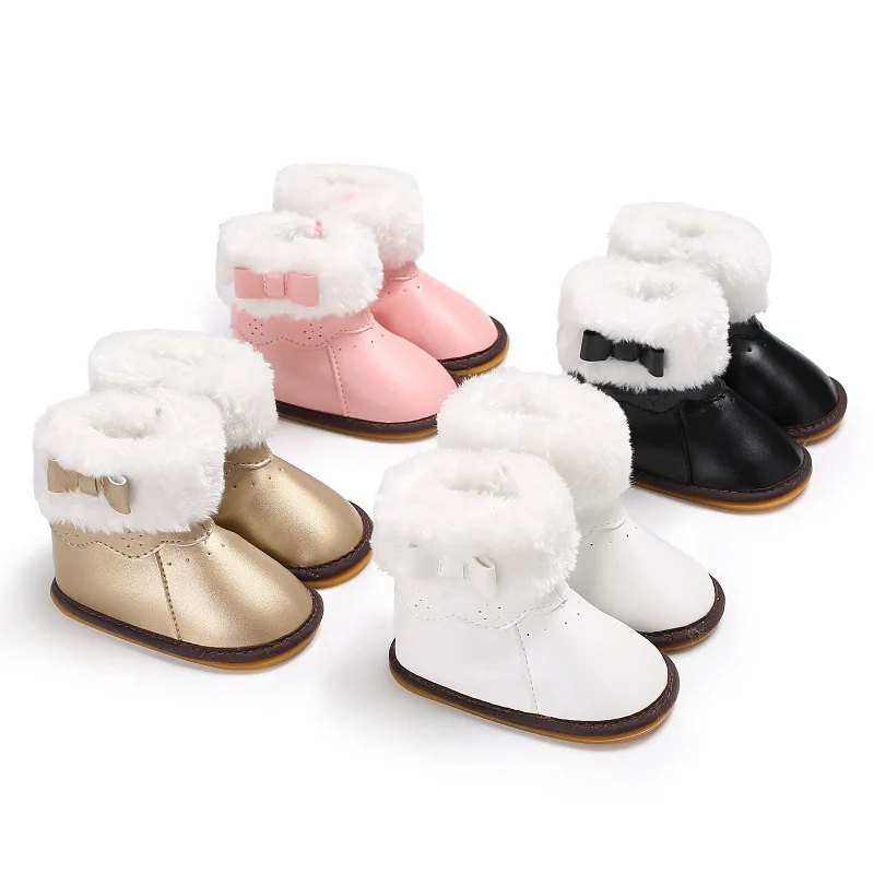 

0-1-Year-Old Metal Simple Style Learner Boots Infant Rubber-Soled Boots Toddler Shoes Soled Boots