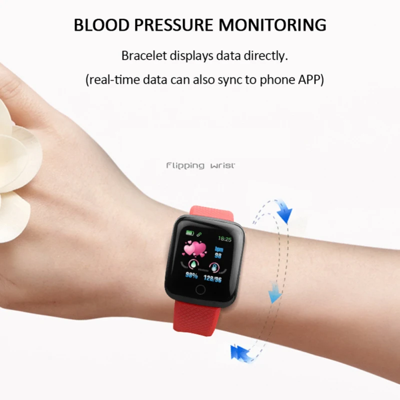 116 PLUS Smart Bracelet Watch Color Screen Heart Rate Blood Pressure Monitoring Track Movement IP67 Waterproof Fitness Bracelet