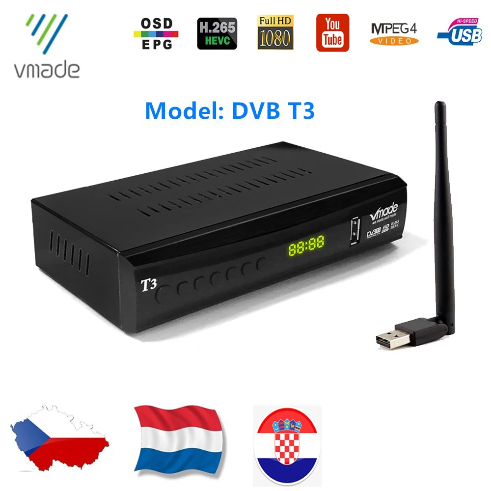ТВ приемник VMADE DVB T2 HD 1080P тюнер H.265 спутниковый Wifi ресивер цифровая телеприставка
