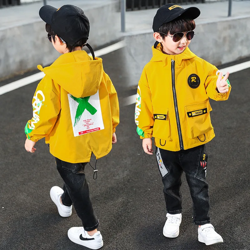

BOY'S Coat 2019 Autumn New Style Big Boy Hooded Cardigan Baseball Uniform Little Boy Western Style Coat