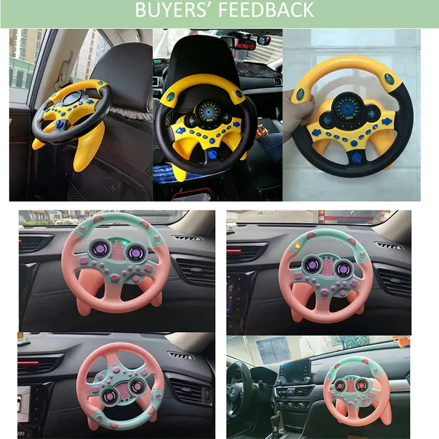 Cute Children Steering Wheel Toy with Light Simulation Driving Sound Music funny Educational Baby Electronic Travel kids toys 6