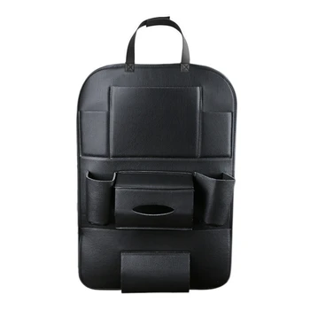 

1Pc Pu Leather Car Seat Back Storage Bag Multi-Function Mini Bracket Universal Backrest Bag Black