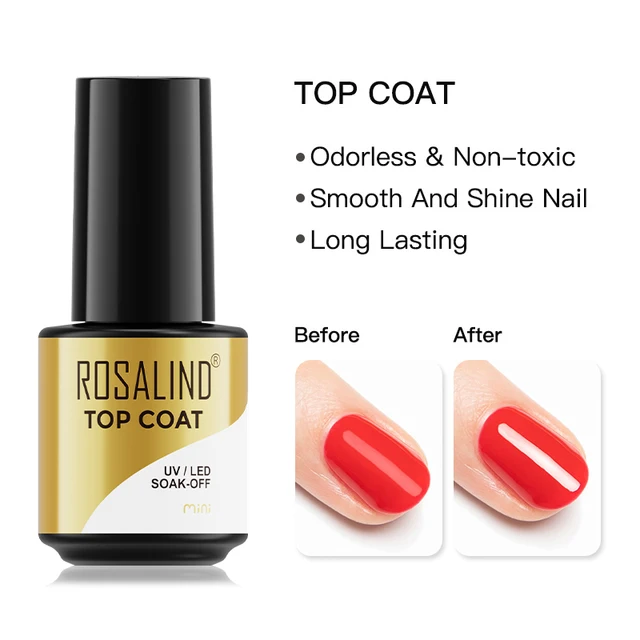 ROSALIND 7ml Gel Polish Semi Permanent Nails Gel Polish Soak Off UV LED Base Top Coat Vernis Nail Art Glitter Gel Varnish SLA-TOP