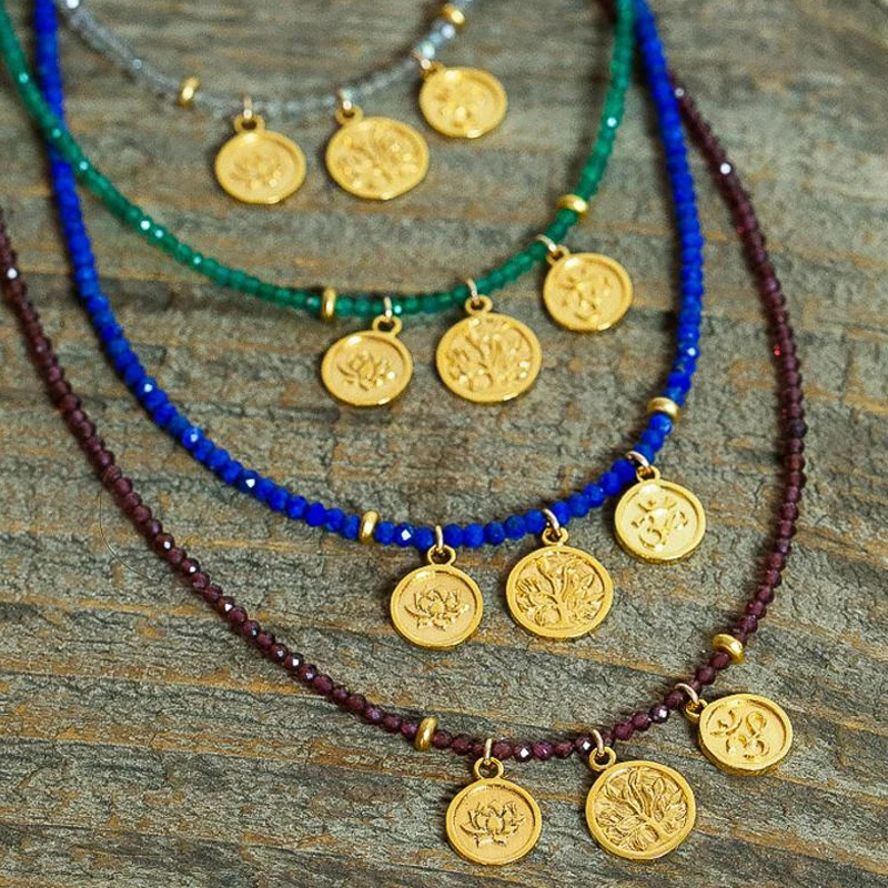 

Fashion Classic Crystal Beads Necklace Handmade Gold-color Pendant Accessories Ethnic Choker 2020 New Trend prezenty na święta