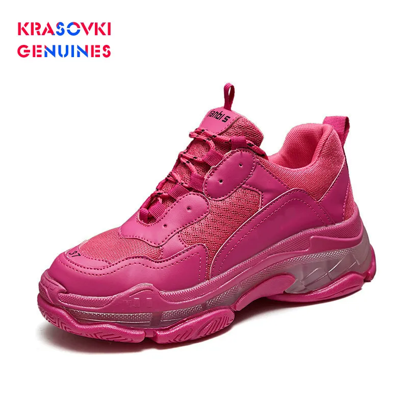 Krasovki/женские кроссовки из натуральной кожи сезон весна осень Модные дышащие
