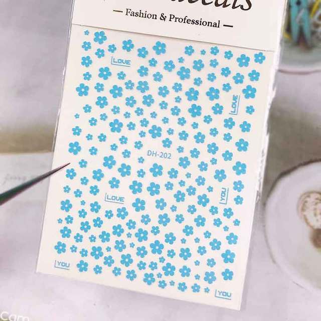 White Flowers Nail Art  Adhesive Stickers for Nails Cute Paper Parts With Avocado Direct Paste Decals Designs Manicure