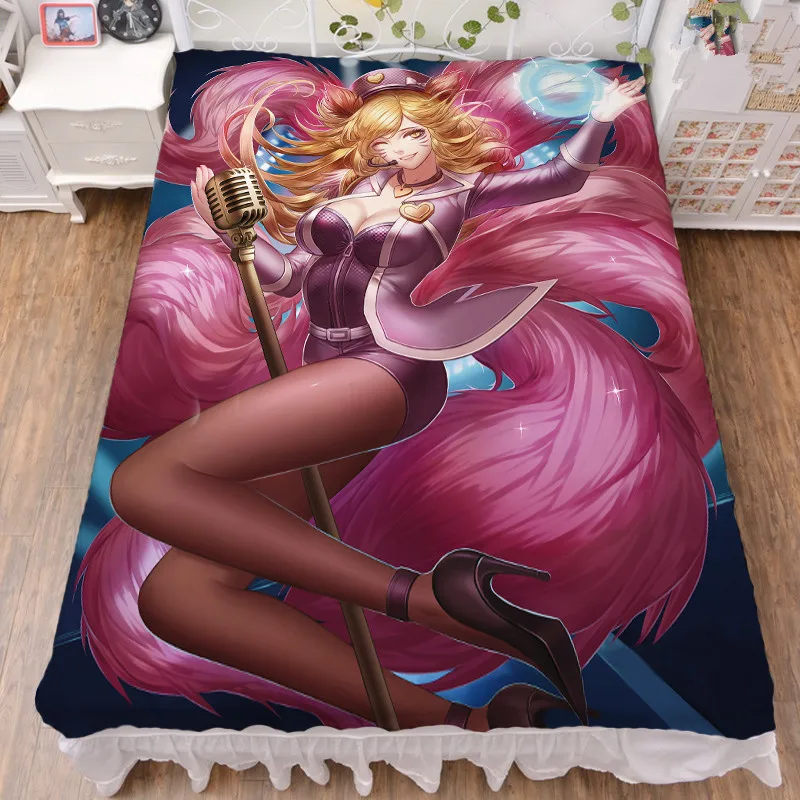 August обновление японского аниме League of Legends Сексуальная девочка кровать молочное волокно простыня и фланелевое одеяло летнее одеяло 150x200 см