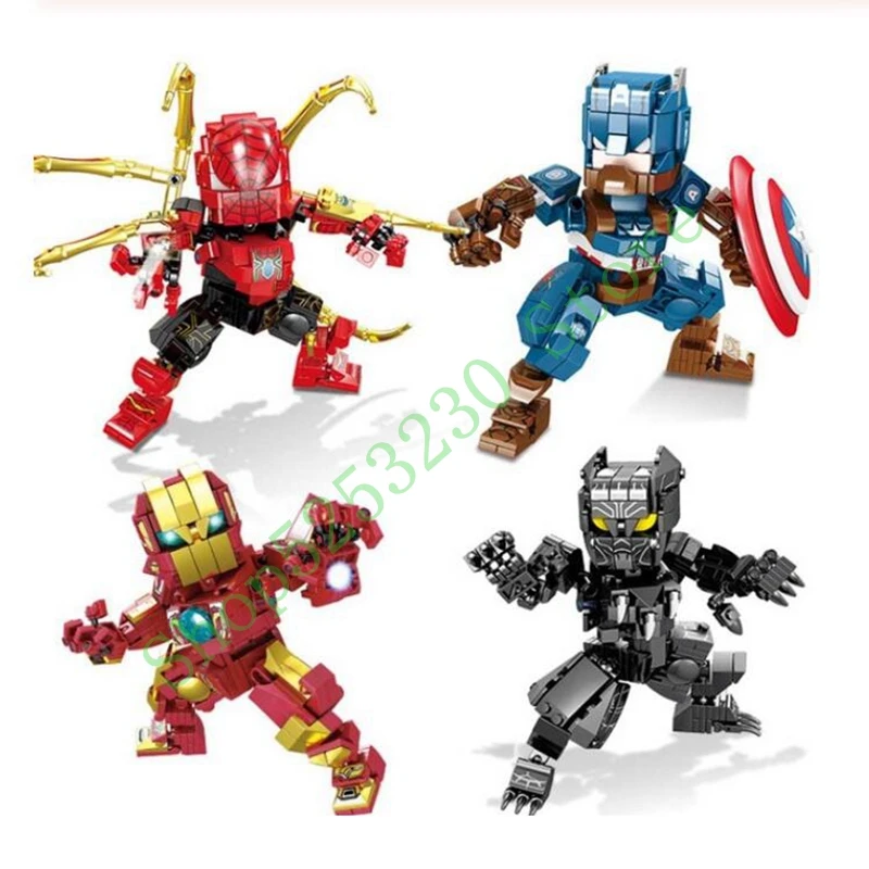 

Marvel Superhero Avengers League 4 Spider-Man Captain America Iron Man Panther Blocks Compatible with Legoinglys Toy Kids Gifts