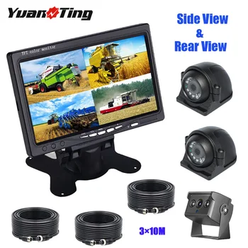

YuanTing 7" TFT Monitor Backup IR Night Vision Rear/Side View Camera Waterproof 4 Pins Aviation Extension Cable for 33FT Trailer