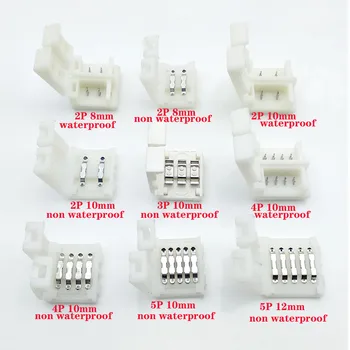 

5pcs/lot LED Connector 2 pin 3 pin 4 pin solderless For 8mm 10mm 5050 3528 ws2811 ws2812b 5630 5730 smd LED Strip