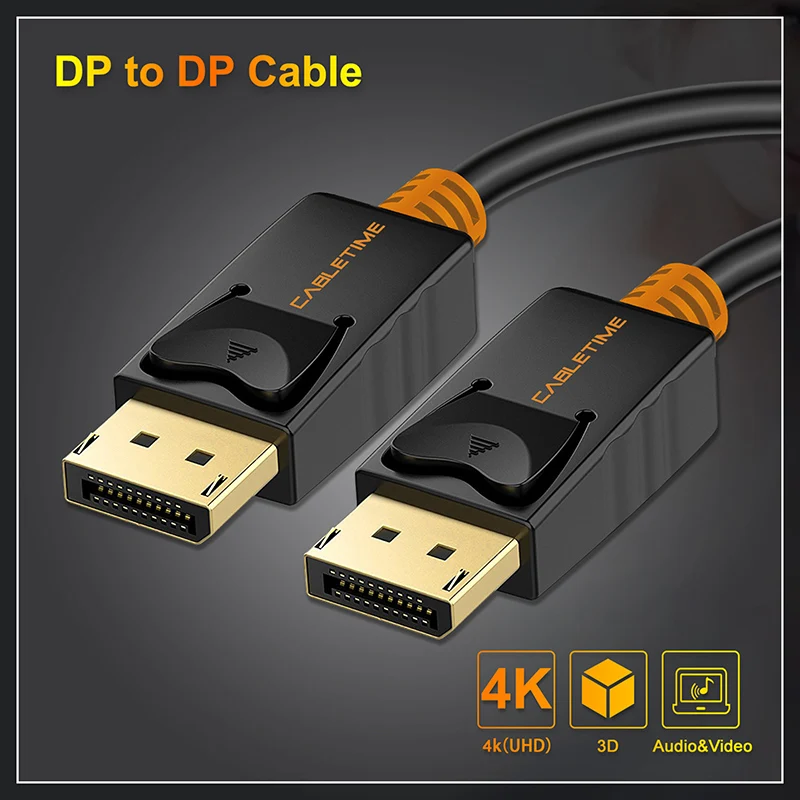 CABLETIME 2019 DisplayPort Cable 1M Male to DP 1.2 Cable DP Vedio Audio 4k 60hz Display port Cable 2M for HDTV Projector PC C071
