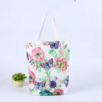 

Folding Shopping Bag Eco-friendly Reusable Portable Shoulder bag Fashion Pattern with flowers and butterflies customizable logo