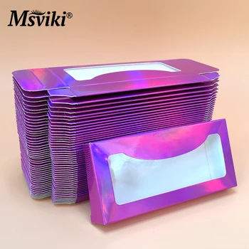 

2020 New Arrival Holographic Lashes Boxes 3D Mink Eyelashes Empty Custom Logo Packaging Glitter Lashes Case
