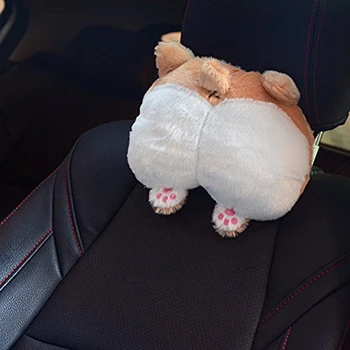 

Corgi Bottom Headrest Neck Pillow for Car Seat,Dog Buttocks Headrest Cushion Plush Car Accessories 2PCS