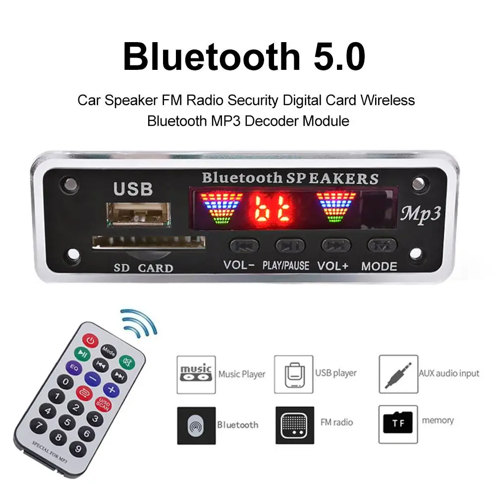 Беспроводной Bluetooth MP3 WMA WAV декодер плата 5 в 12 В аудио модуль USB TF FM радио для