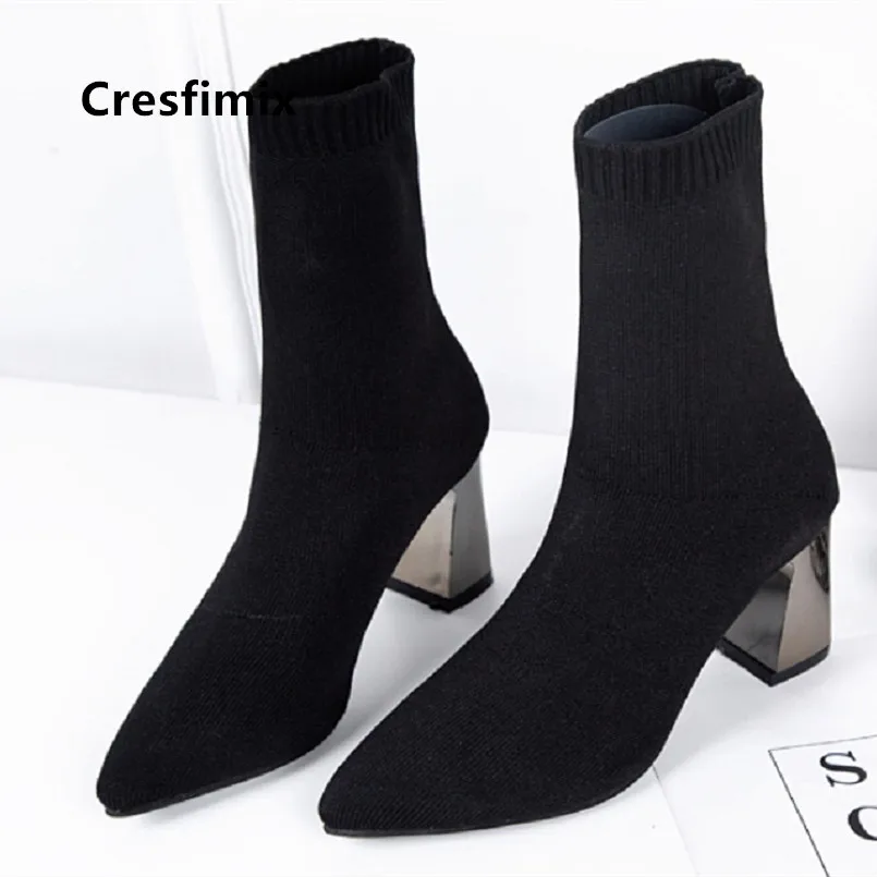 Cresfimix vrouwen laarzen/женские классические черные сапоги до колена высокого качества; сезон осень; стильные женские сапоги в европейском стиле; a7075