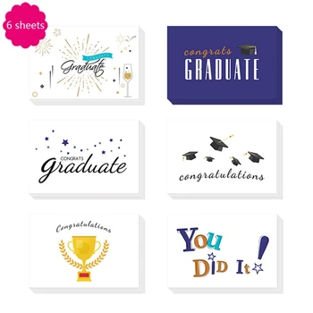 

6Pcs/Set Postcards Creative Graduation Promotion Design Half-open Greeting Card With Envelope Stickers