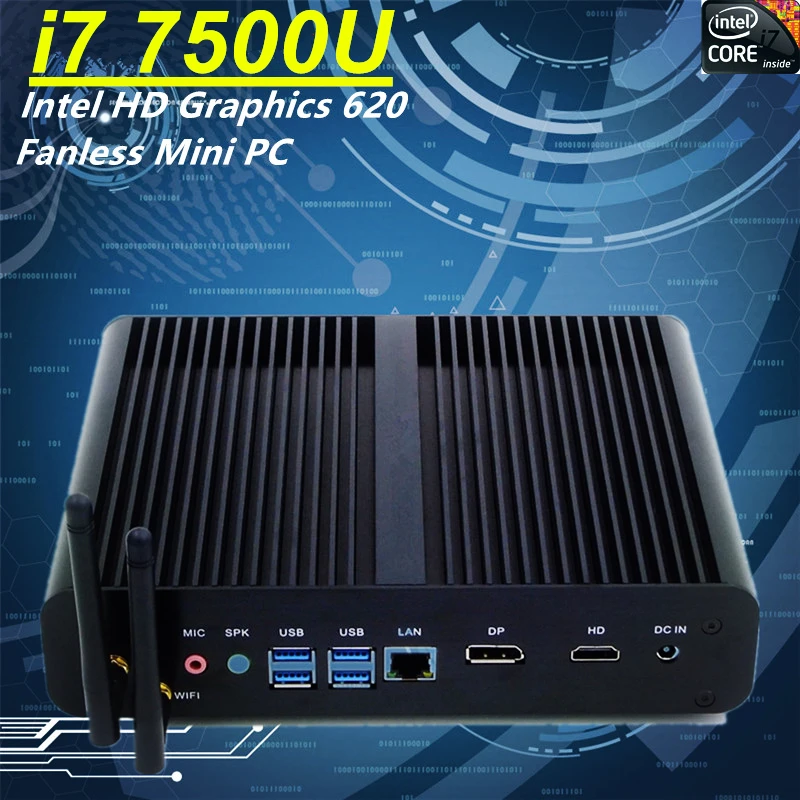 2* DDR4 32GB Intel i7 7500U процессор EGlobal fanless Мини ПК Windows 10 Pro Intel HD Графика 620 300 м Wi Fi Kaby Lake мини настольный компьютер