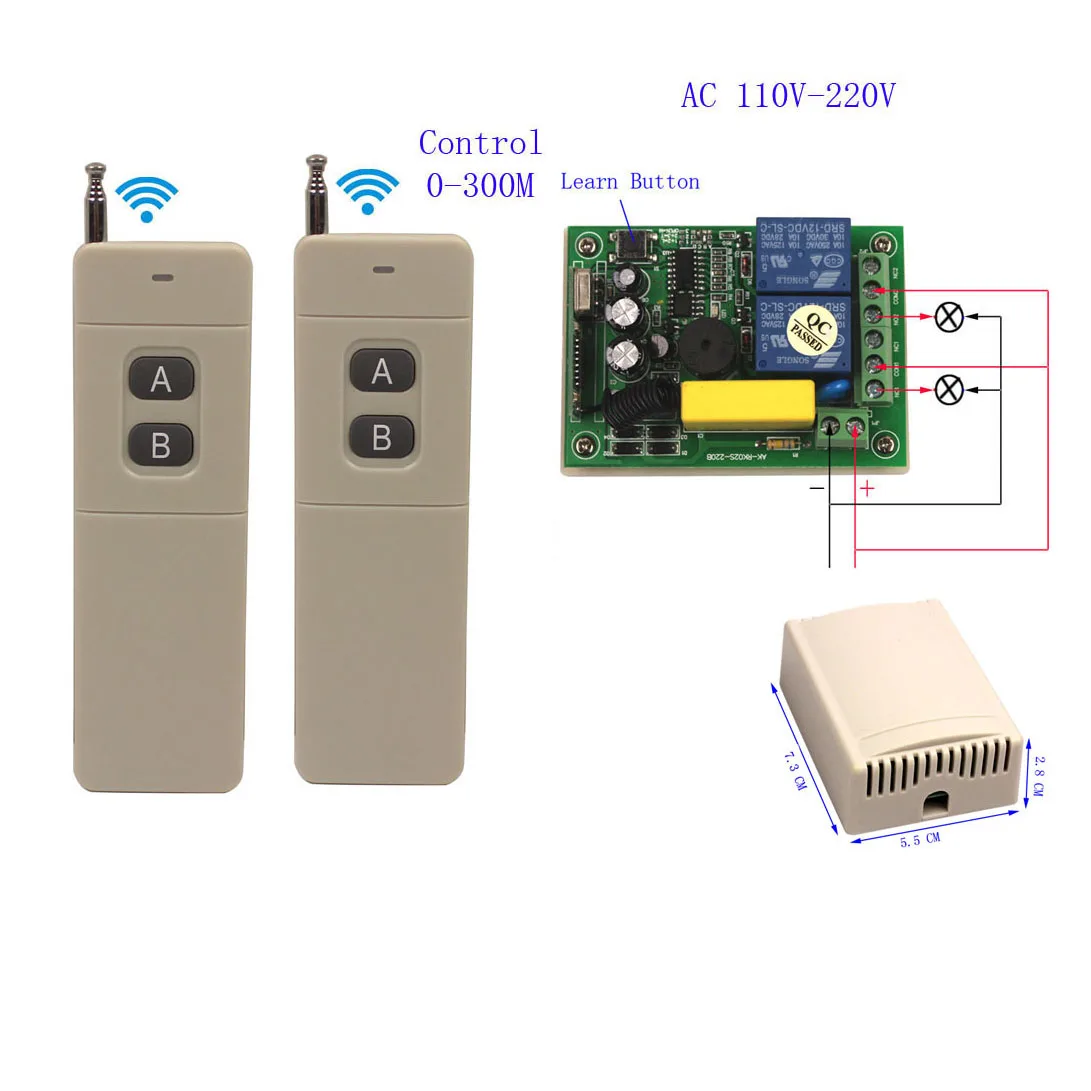 

Sleeplion Motor Light Garage Door Open 220V Wireless 2CH 1/2/3 RF Remote Control Switch Universal Module 110V-220V 315/433MHz