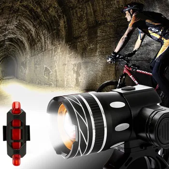 

bike light usb rechargeable battery T6 Headlight USB Charging Waterproof 360 Degree Rotating Night W arning powerful Light 4