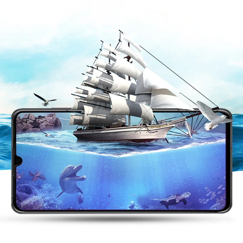 Закаленное стекло 10D фиолетового цвета с защитой от синего света для Samsung A20S A30S A50S