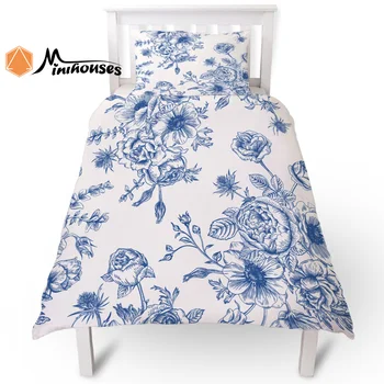 

2PC Rhododendron Pattern Duvet Cover Pillow Case Quilt Cover Set Bedclothes Single Bedding Sets For Bed