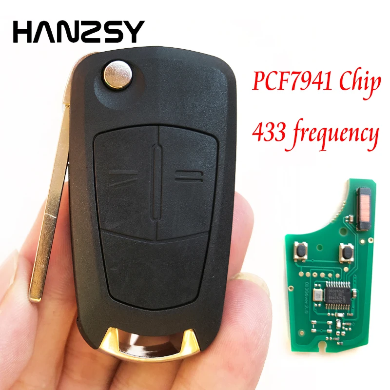 2 button Remote Key 433Mhz For Opel/Vauxhall Corsa D 2007-2012, Meriva B 2010-2013 Car Flip Folding key PCF7941 Chip G1-AM433TX