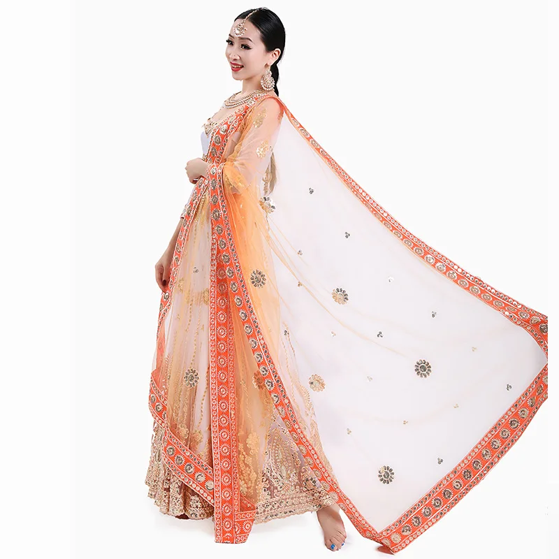 Indian Sari Scarf Indian Saree Scarf for Women Adult Female Belly Dance Stage Performance Multicolor Embroidered Scarf