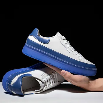 

New Arrival Mens White Casual Shoes British Fashion Round Toe Flat Platform Concise Leisrue Shoes Letter Print Zapatos 43