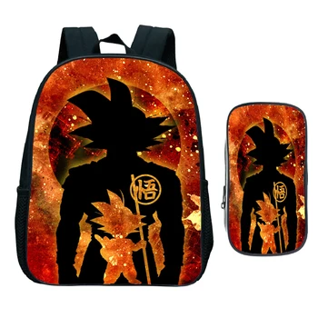 

Children Dragon Ball Kindergarten Backpack with Pen Bag 2pcs Set Child Cool Goku School Bag Anime Bookbag Kids Start School Gift