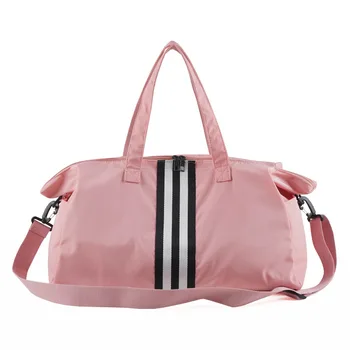 

Pink Waterproof Dry Wet Gym Bag Shoulder Bag Sports Double Zipper Travel Duffle Bag For Women Training Bag Yoga Mat Bag Handbag