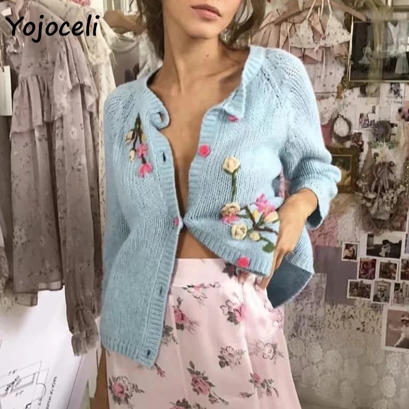 Yojoceli/милый свитер ручной работы с цветочным узором в стиле пэчворк; кардиган; Топ для женщин; boho caftans; вязаная верхняя одежда; свитер