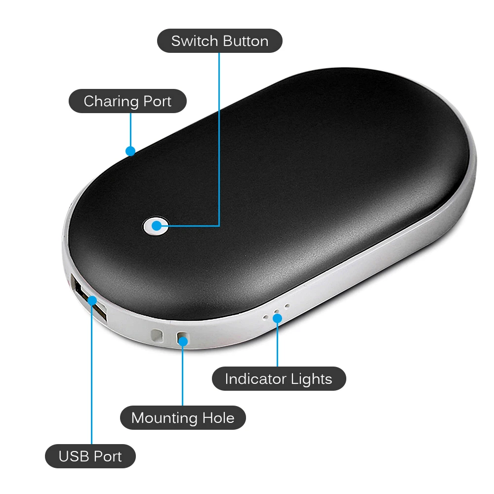 USB перезаряжаемая электрическая грелка для рук 5200mAh 5V Милая Двусторонняя грелка для рук портативная для холодной зимы