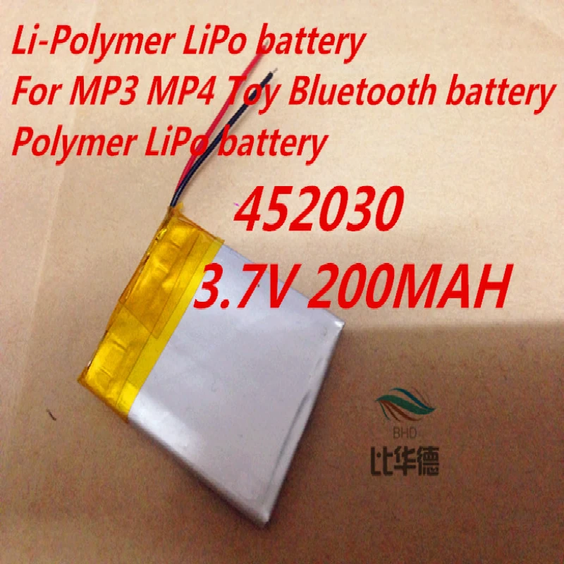 452030 литий-полимерный аккумулятор 3 7 в 200 мАч для MP3 MP4 игрушек Bluetooth полимерный |