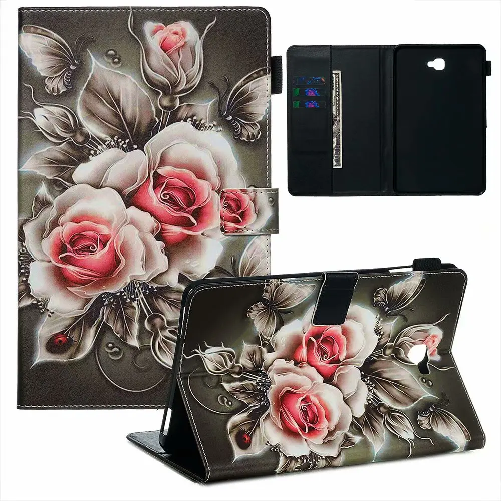 Fashion Cartoon Leather Tablet Case For Samsung Galaxy Tab A T580 T585 SM-T580 SM-T585 10.1 2016 Smart Stand Cover Coque+pen | Компьютеры
