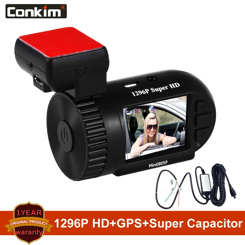 Видеорегистратор Conkim цифровой видеорегистратор с GPS 1296P 1080P Full HD скрытая черная